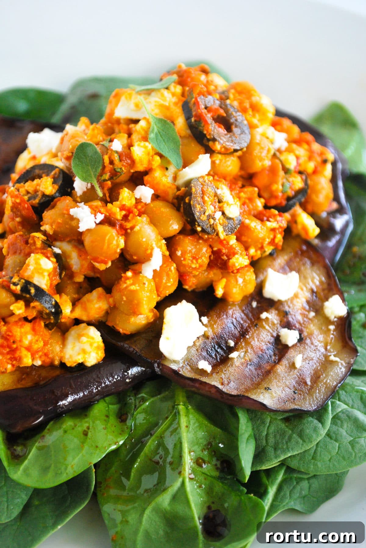 chickpea salad with grilled eggplant