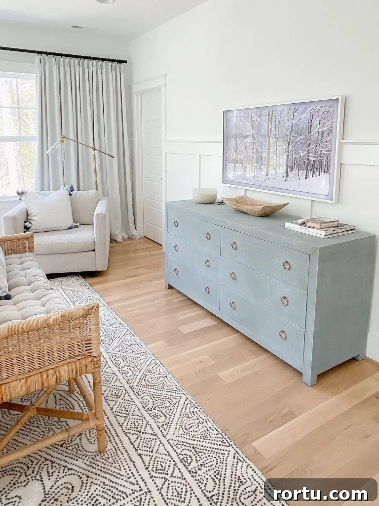 a Samsung Frame tv in a bedroom