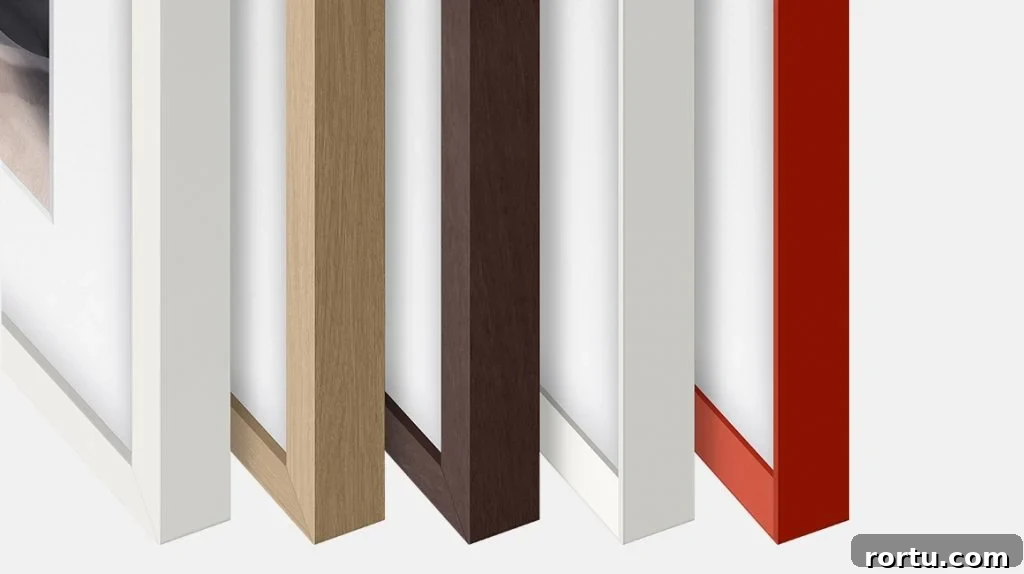 6 frame tv bezels lined up showing colors