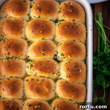 Square image of garlic butter rolls