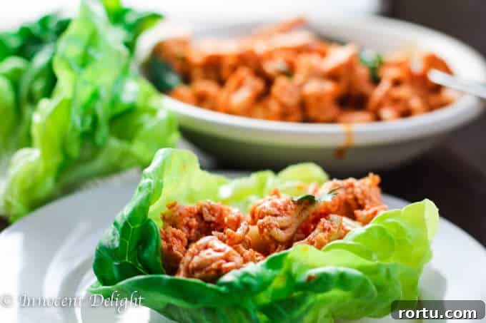 Buffalo Turkey Lettuce Wraps with Carrots Celery Slaw