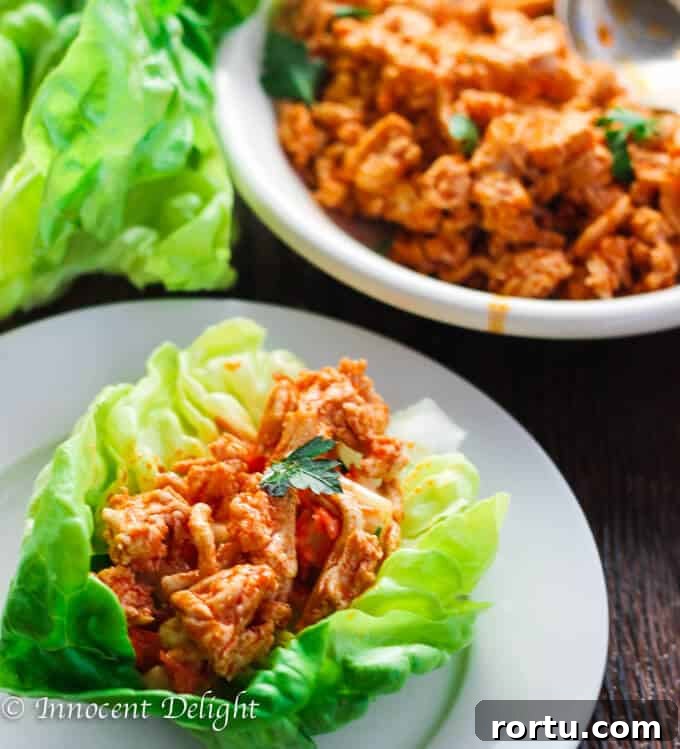 Buffalo Turkey Lettuce Wraps with Carrots Celery Slaw