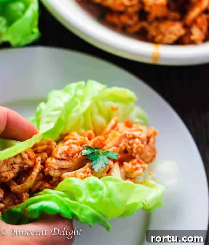 Buffalo Turkey Lettuce Wraps with Carrots Celery Slaw