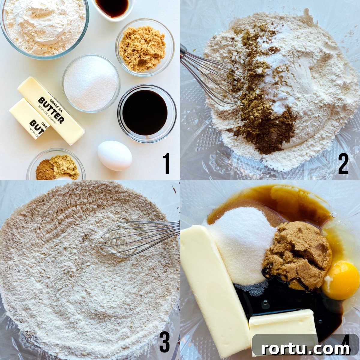 Soft Chewy Gingerbread Cookies Recipe for Holiday Baking 4 gingerbread process shots 1-4