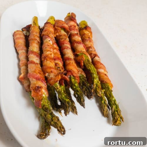 Asparagus bacon wrapped and cooked in the air fryer