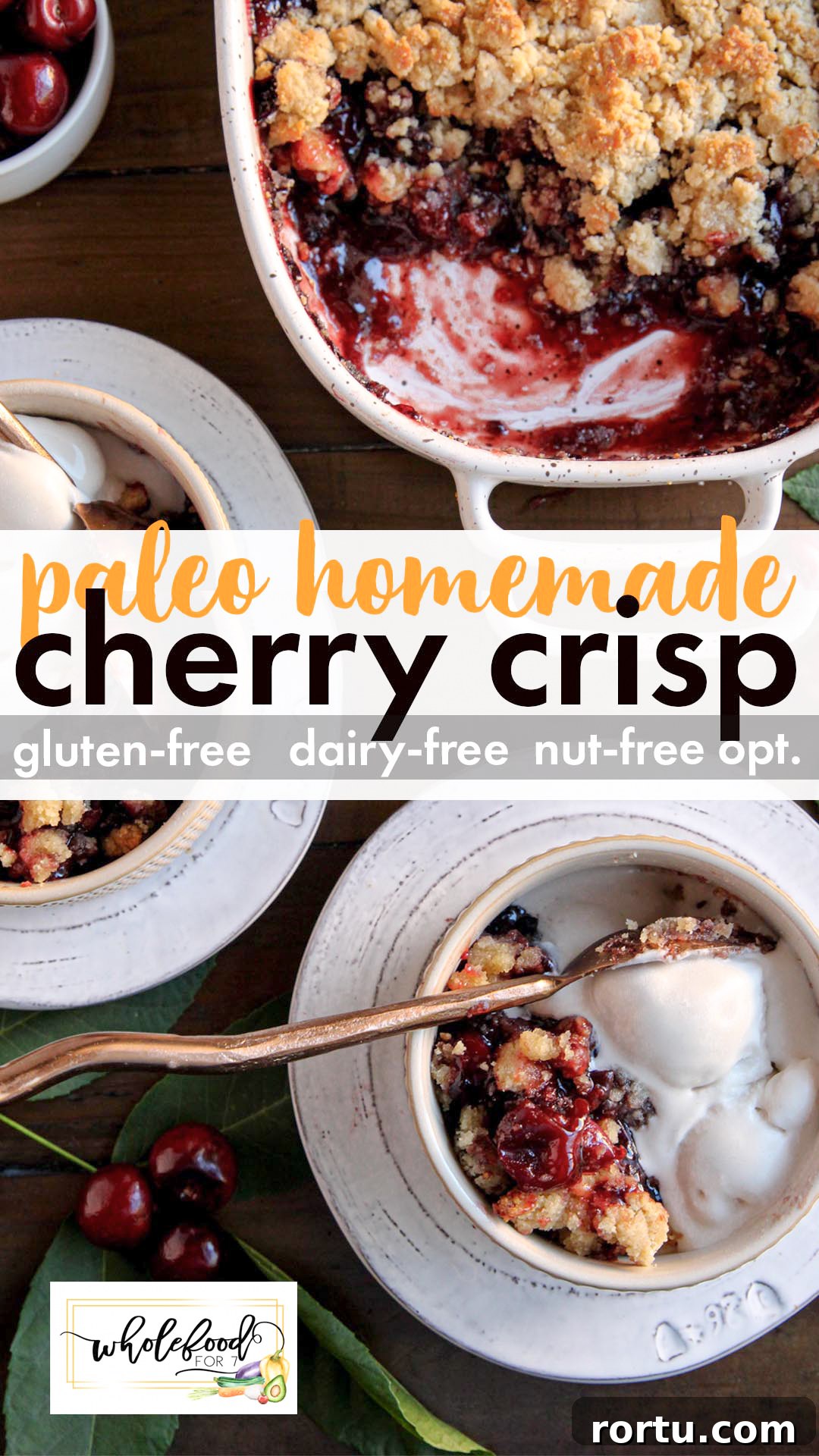 Paleo Cherry Crisp - Gluten-free, dairy-free, with nut-free option. Easy, delicious and freezer-friendly!