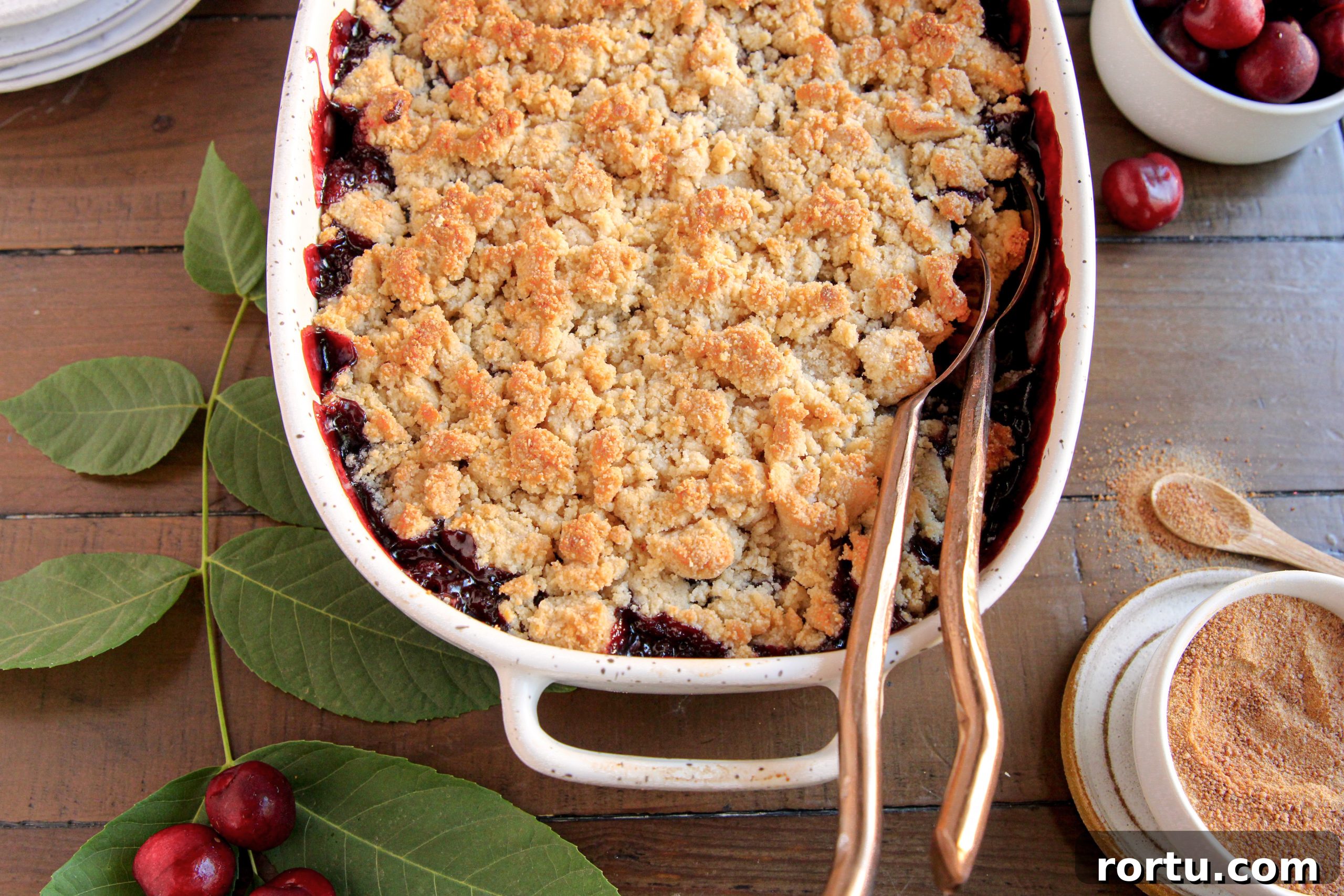Paleo Cherry Crisp - Gluten-free, dairy-free, with nut-free option. Easy, delicious and freezer-friendly!