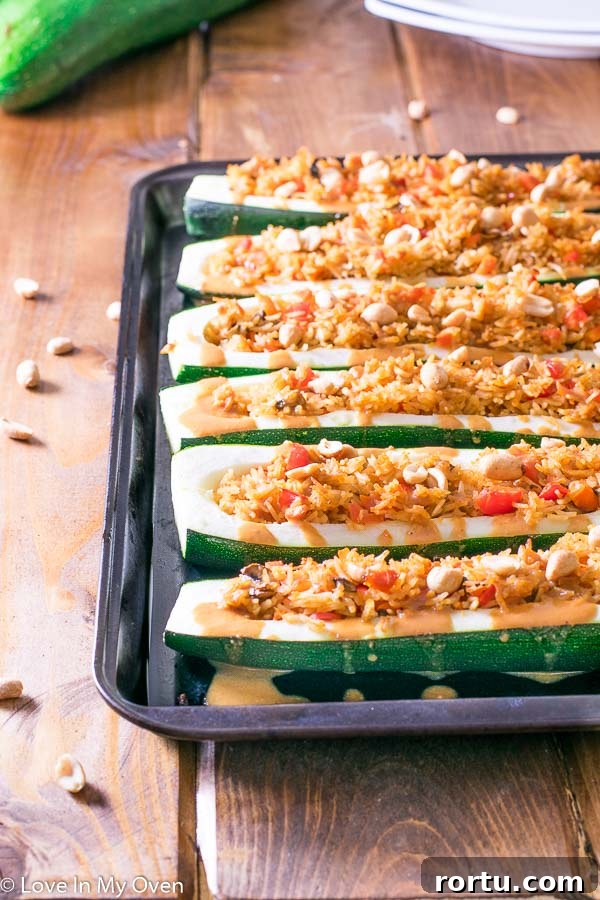 Thai vegetarian Zucchini Boats