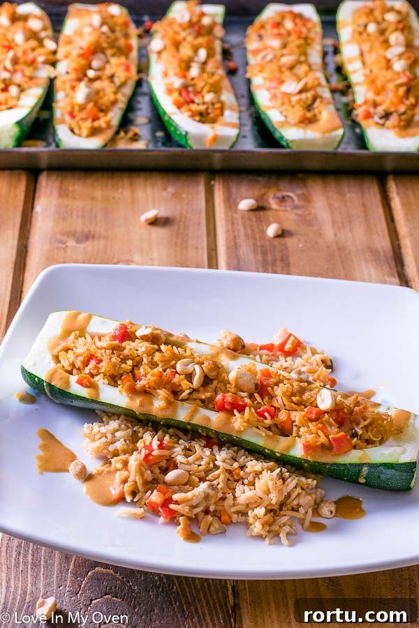 red thai zucchini boats