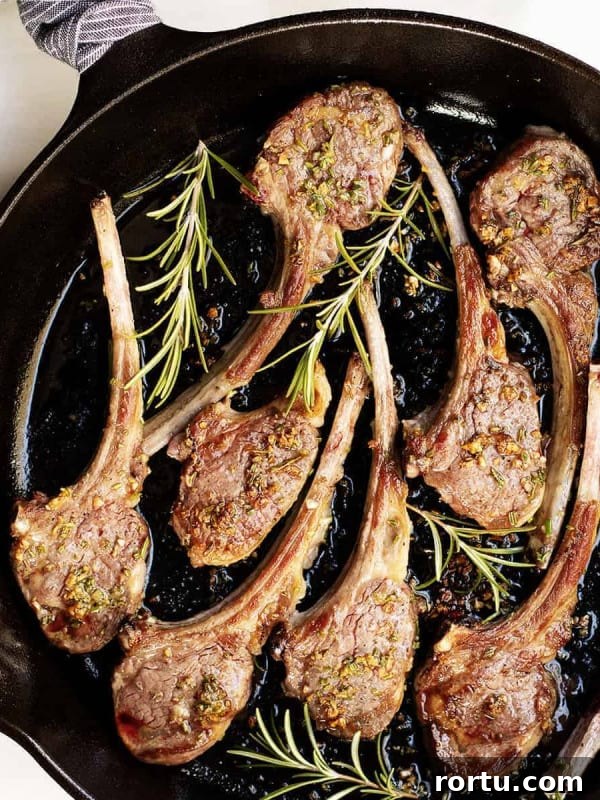 Lamb Ragu Recipe: Slow-Simmered Sauce with Parmesan 12 Pan-Fried Lamb Chops in a cast iron pan