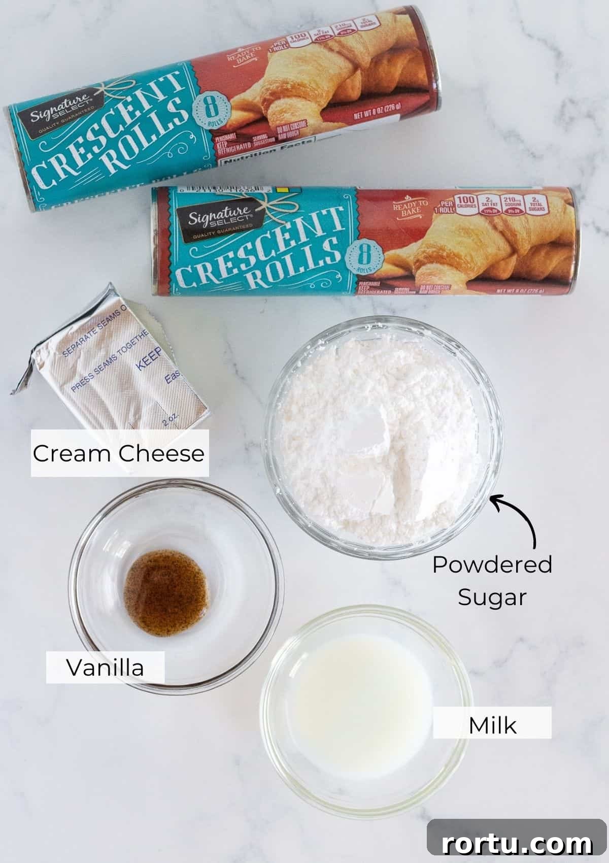 Cream Cheese Danish Made with Crescent Rolls: Quick Recipe 3 Ingredients needed to make a crescent roll cream cheese danish.