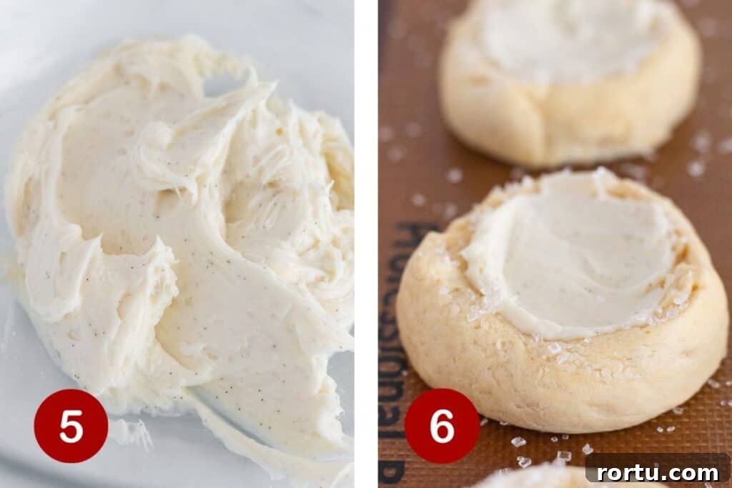 Cream Cheese Danish Made with Crescent Rolls: Quick Recipe 6 Steps 5 and 6 of making a cream cheese danish. 5, making filling, 6, place filling in unbaked roll.