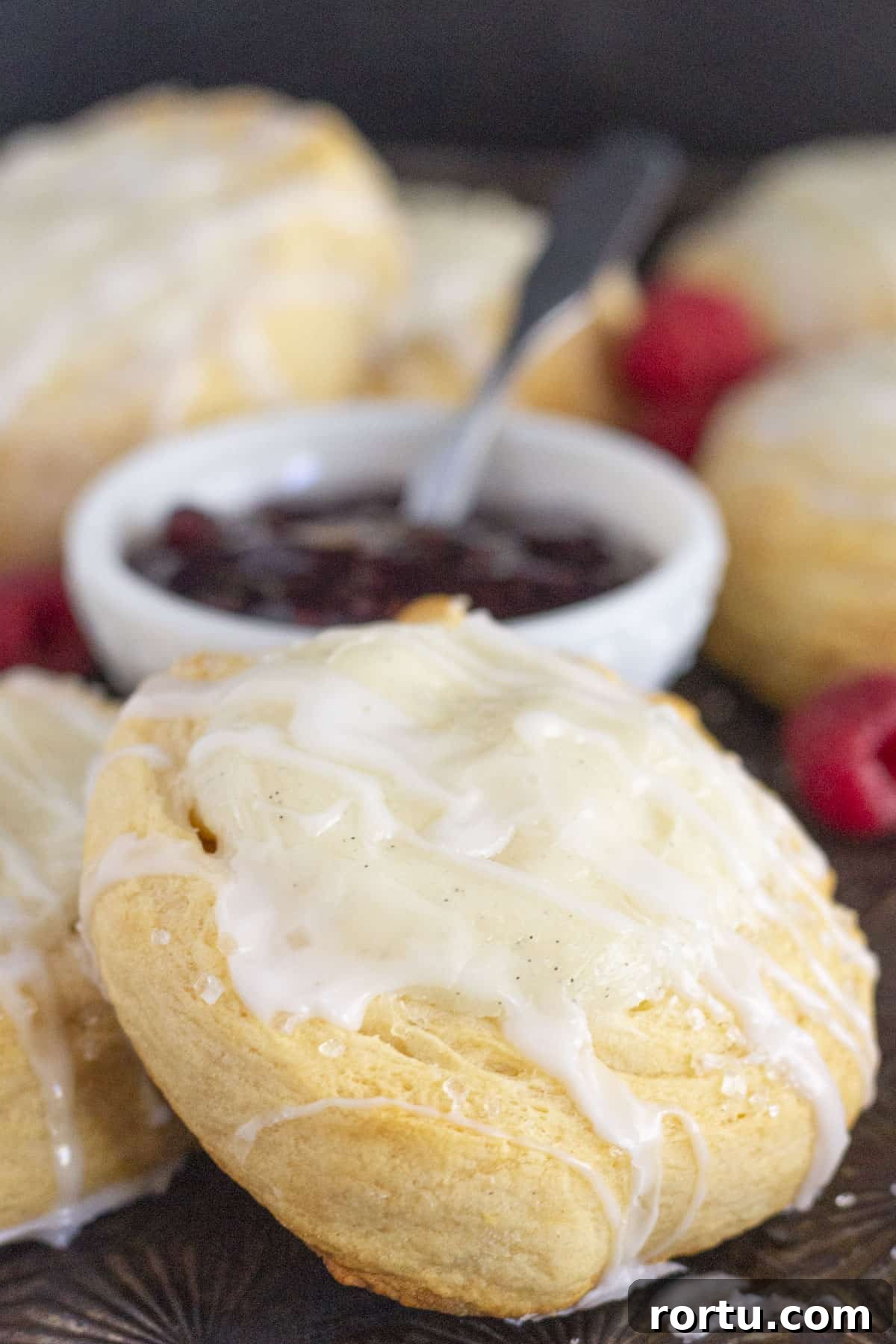 Cream Cheese Danish Made with Crescent Rolls: Quick Recipe 8 A tray of crescent roll cream cheese danishes with raspberry jam.