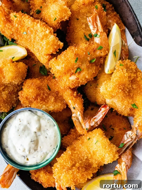 10-Minute Blackened Shrimp Recipe for Flavorful Weeknight Meals 15 Fried butterflied shrimp in a basket with a small cup of dip.