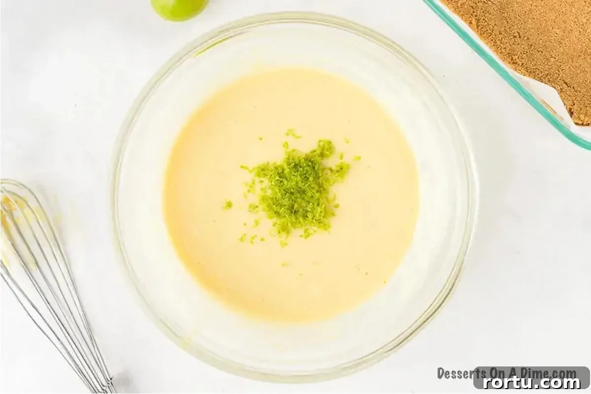 Lime zest combined into filling. 
