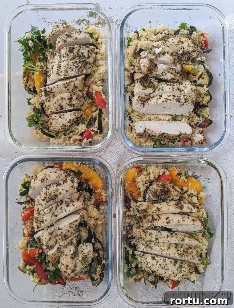 Baked Herb Chicken Breasts with Couscous Meal Prep