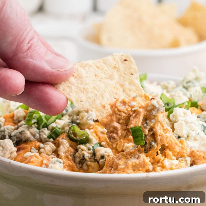 The Royal Coach Bread Bowl for Dip -> Royal Coach Bread Bowl Recipe for Party Dips 14 Buffalo chicken dip on a tortilla chip.
