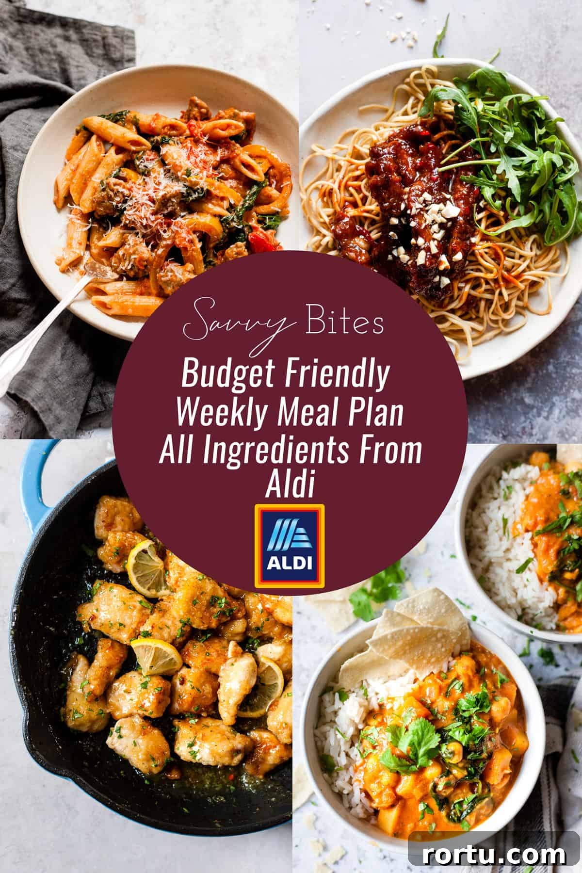 Aldi Budget Meal Plan menu collage
