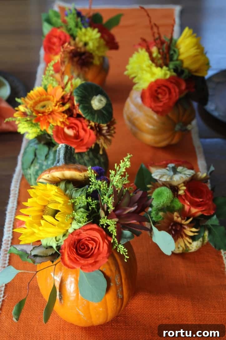 Thanksgiving centerpieces on table
