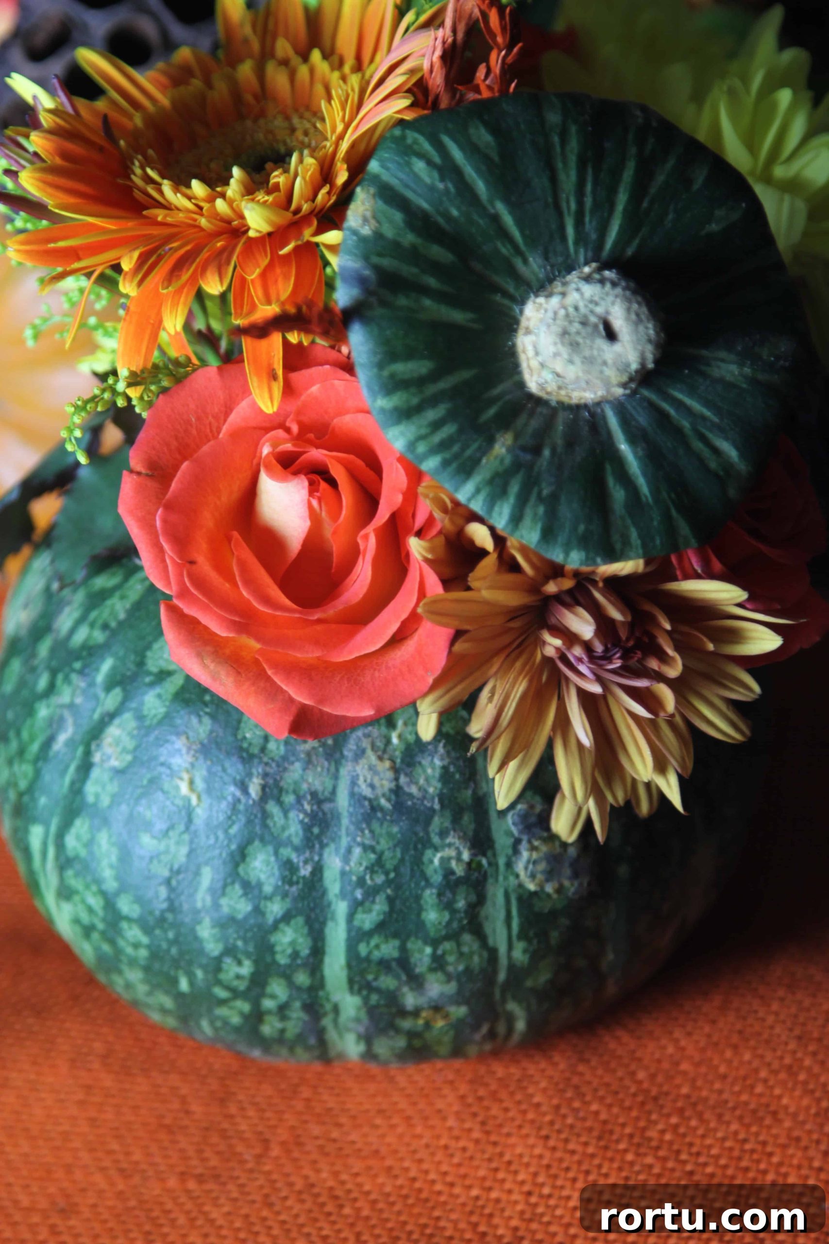 Pumpkin flower arrangement finished